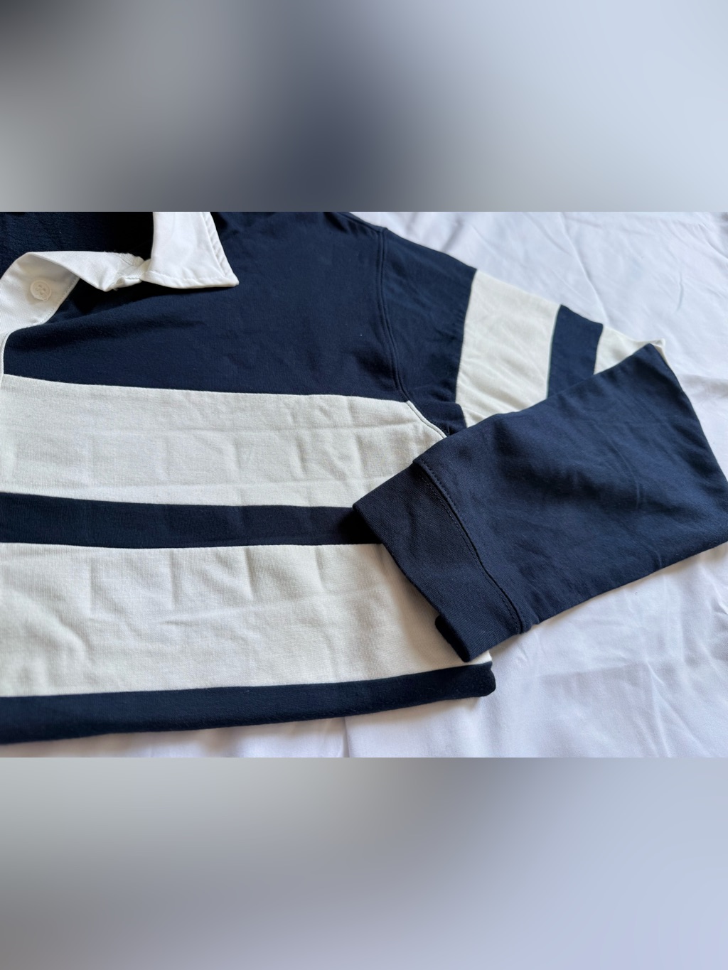 Like New: Thread & Supply Navy With White Contrast Collar Rugby Polo — image 4 of 8